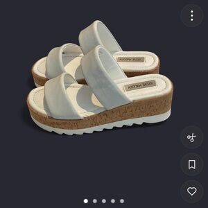 Steve Madden White Cork Platform Slide Sandals
